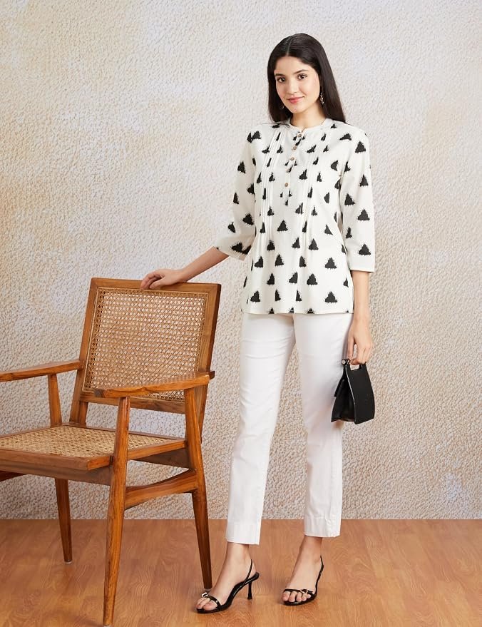 Myx Women Cotton Printed A-line Short Kurti - Image 2